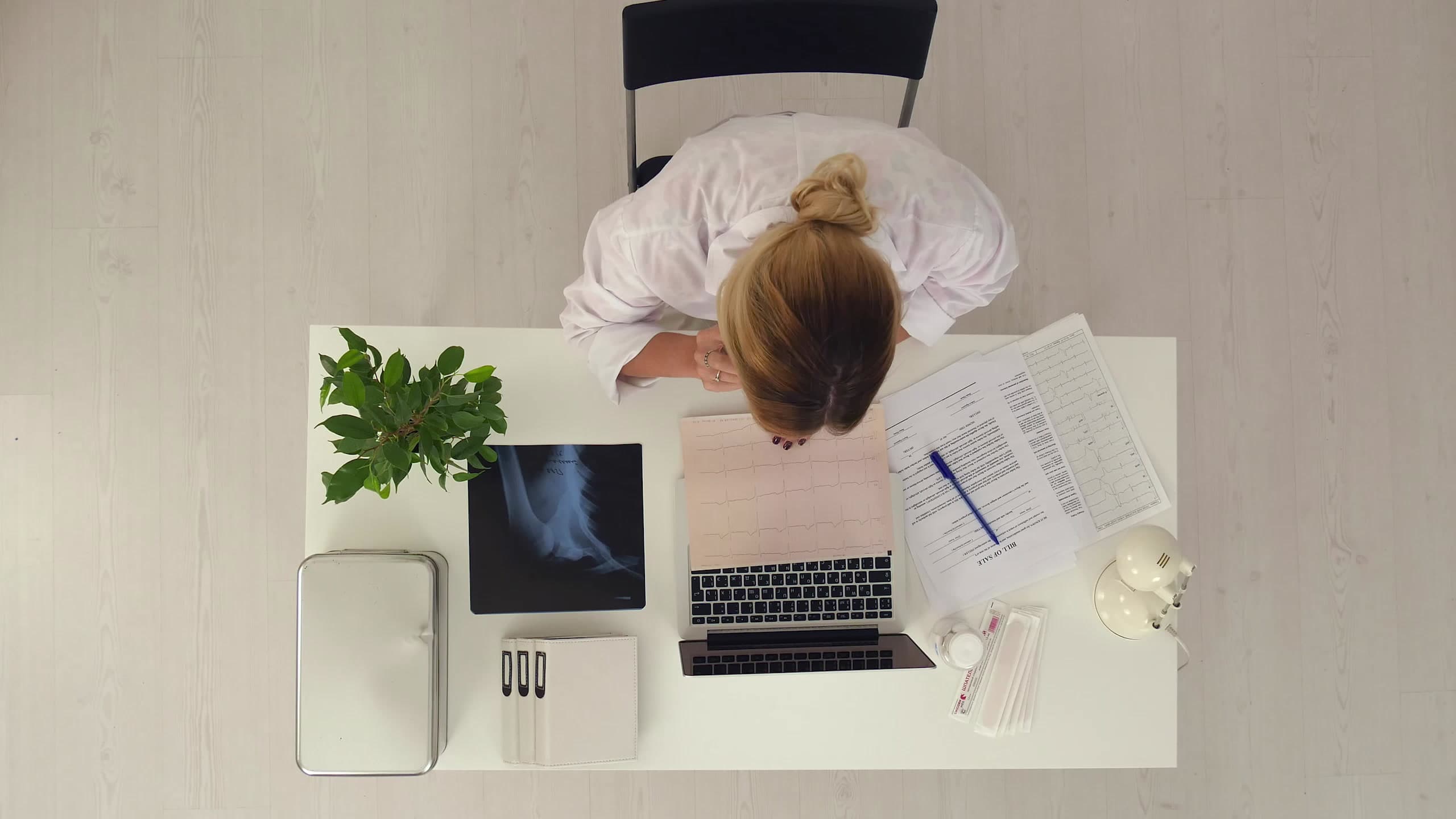 Doctor working at desk